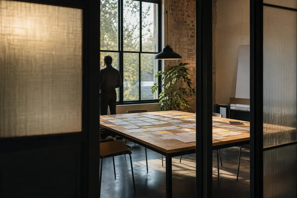 Editorial marketing planning scene for AI SEO in McLean, Virginia