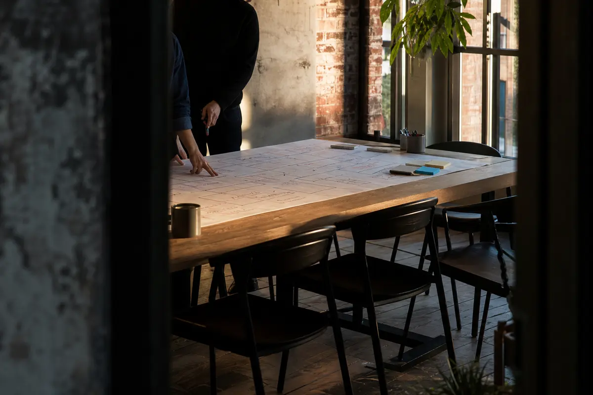 Editorial marketing planning scene for Seven Corners, Virginia