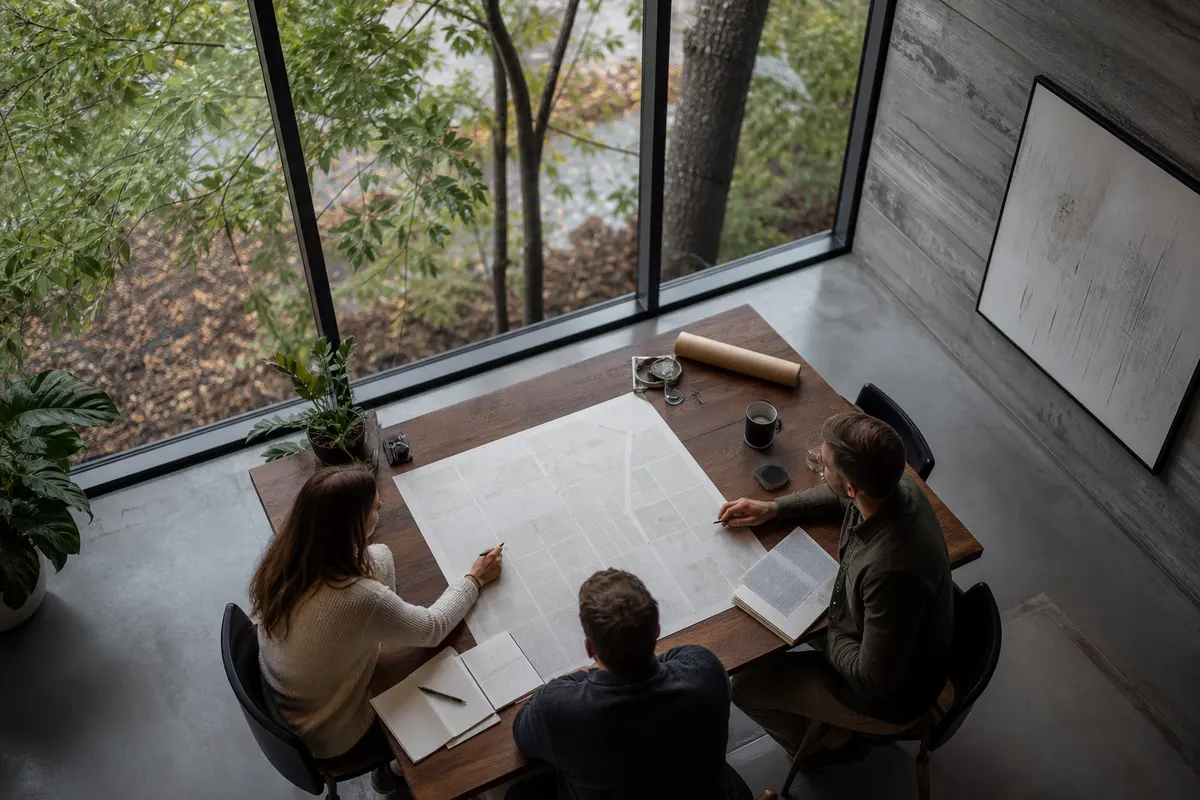 Editorial marketing planning scene for AI SEO in Timberlake, Virginia