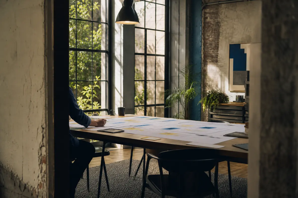 Editorial marketing planning scene for AI SEO in Federal Way, Washington