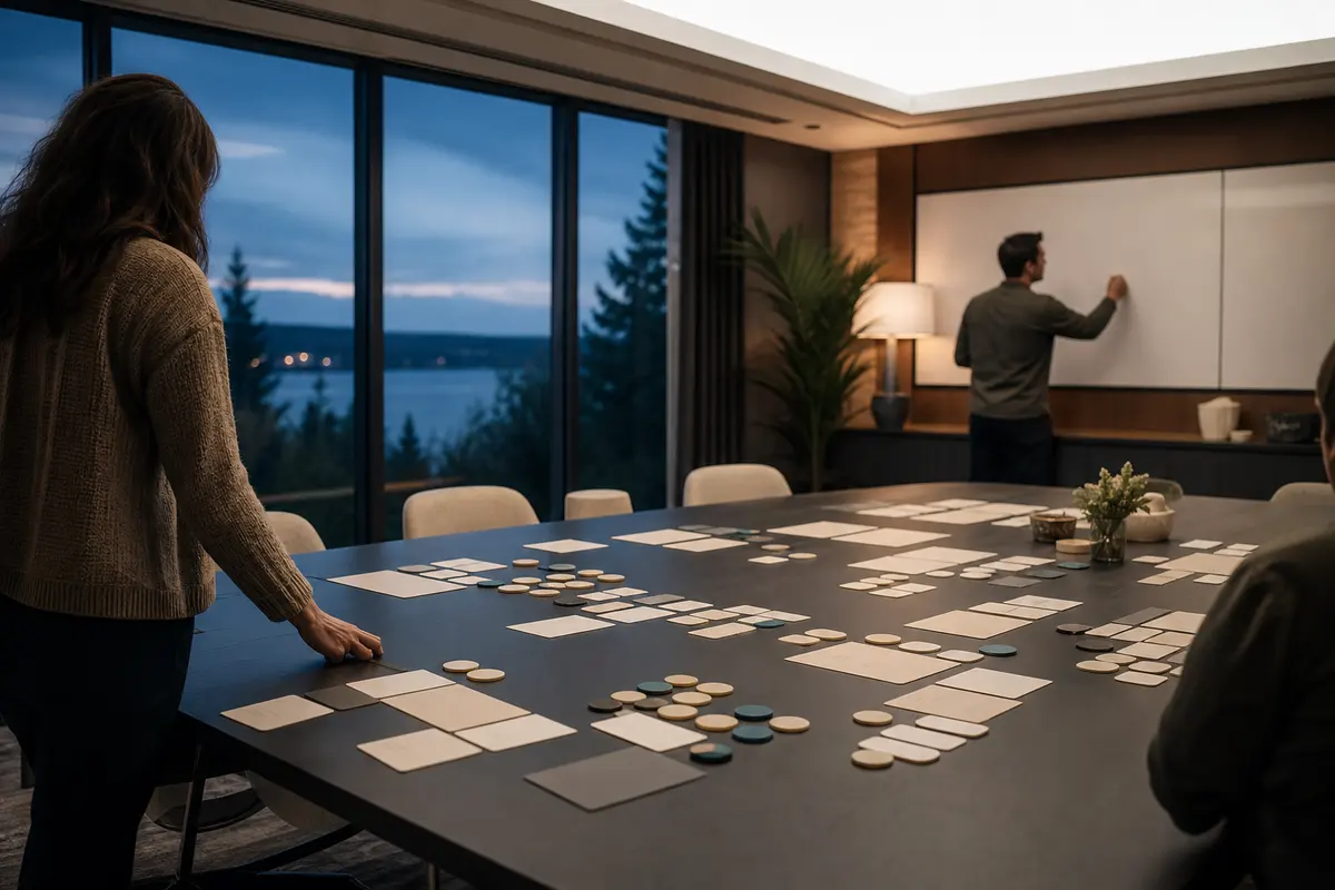 Editorial platform planning scene for ROI Dashboard in Gig Harbor, Washington
