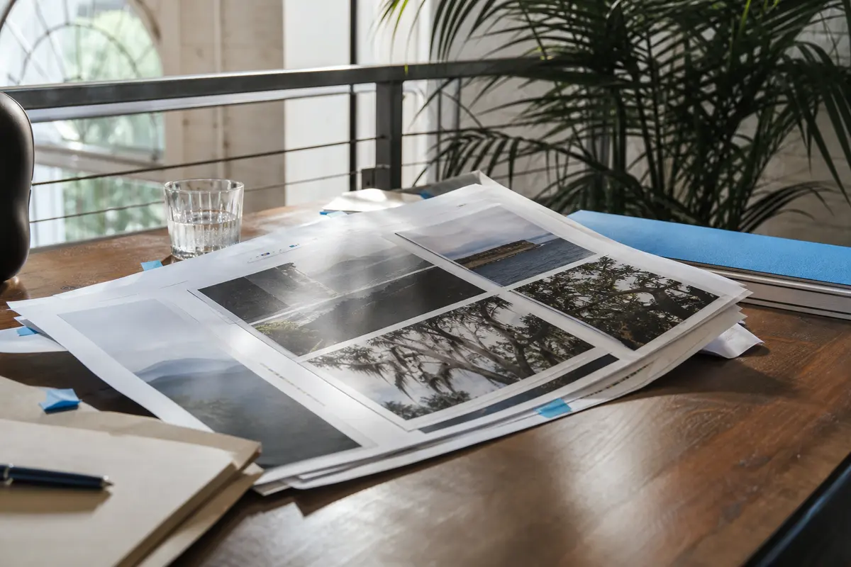 Editorial marketing planning scene for AI SEO in Port Angeles, Washington