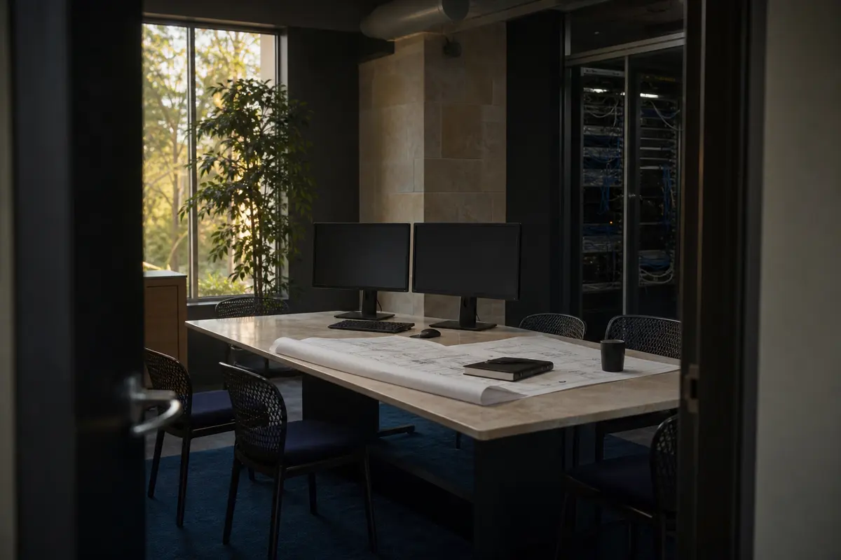 Editorial platform planning scene for Dedicated Hosting in Salmon Creek, Washington