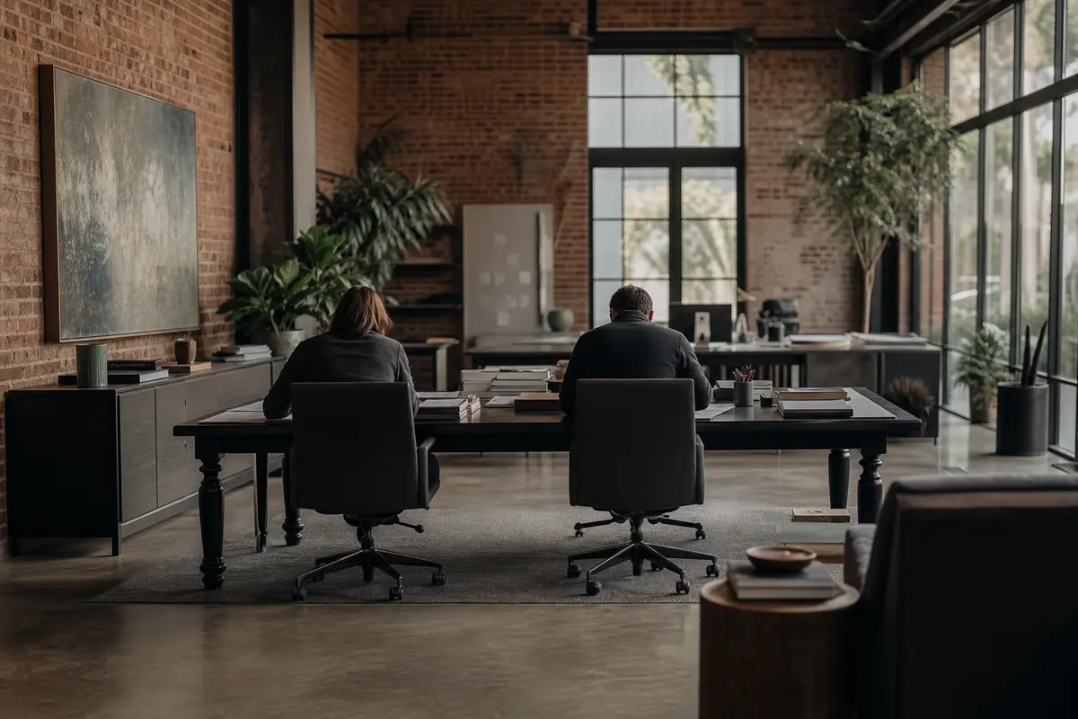 Editorial marketing planning scene for AI SEO in Tumwater, Washington