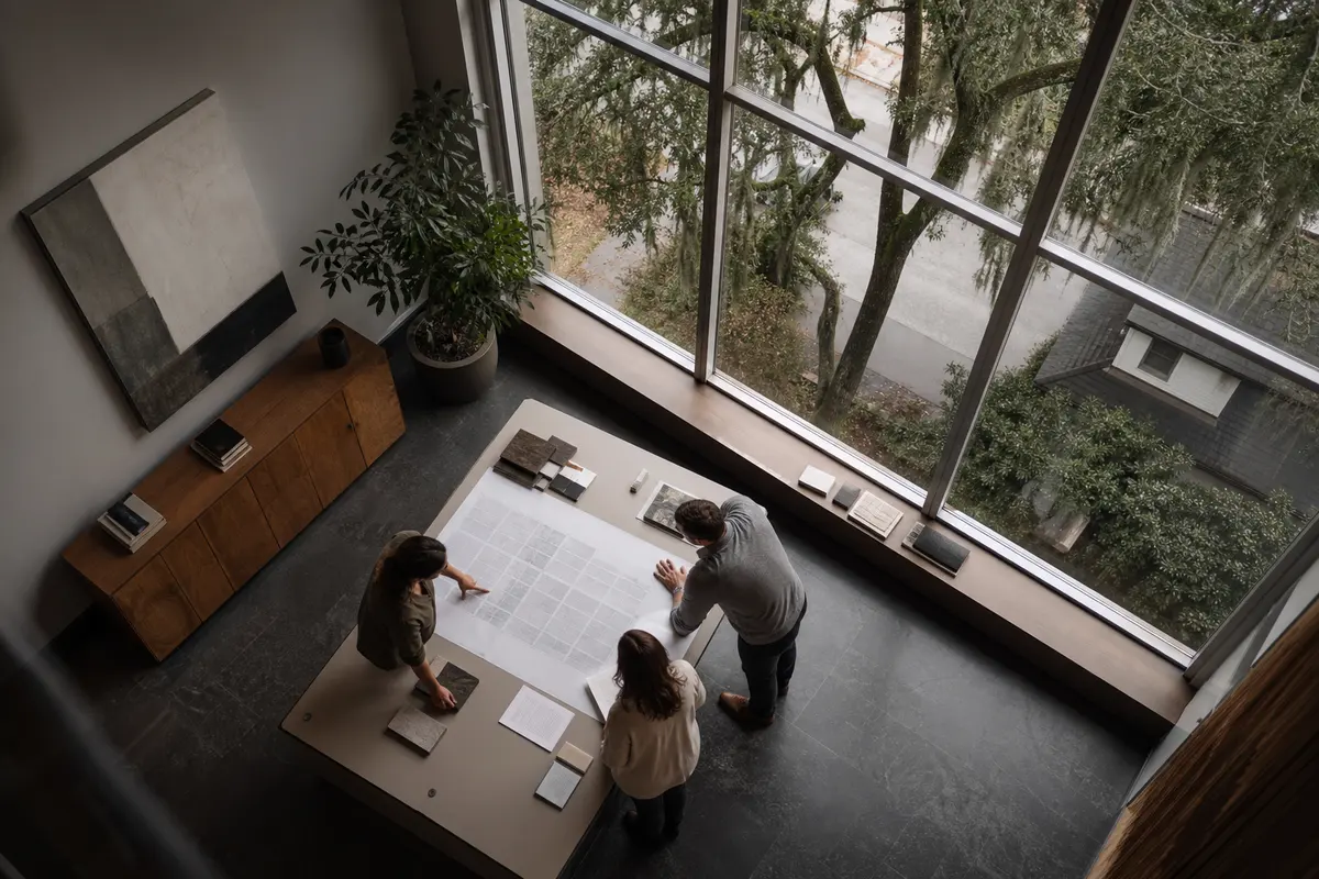 Editorial marketing planning scene for Programmatic SEO in West Richland, Washington