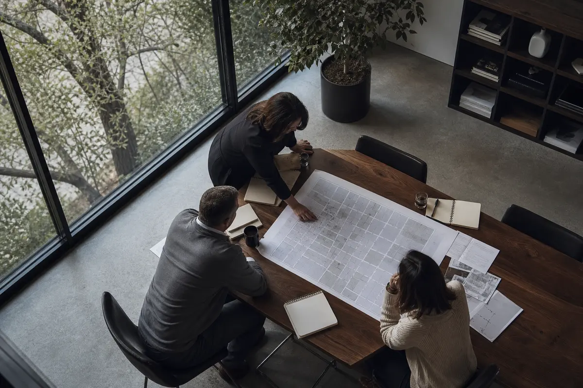 Editorial marketing planning scene for AI SEO in Bluefield, West Virginia