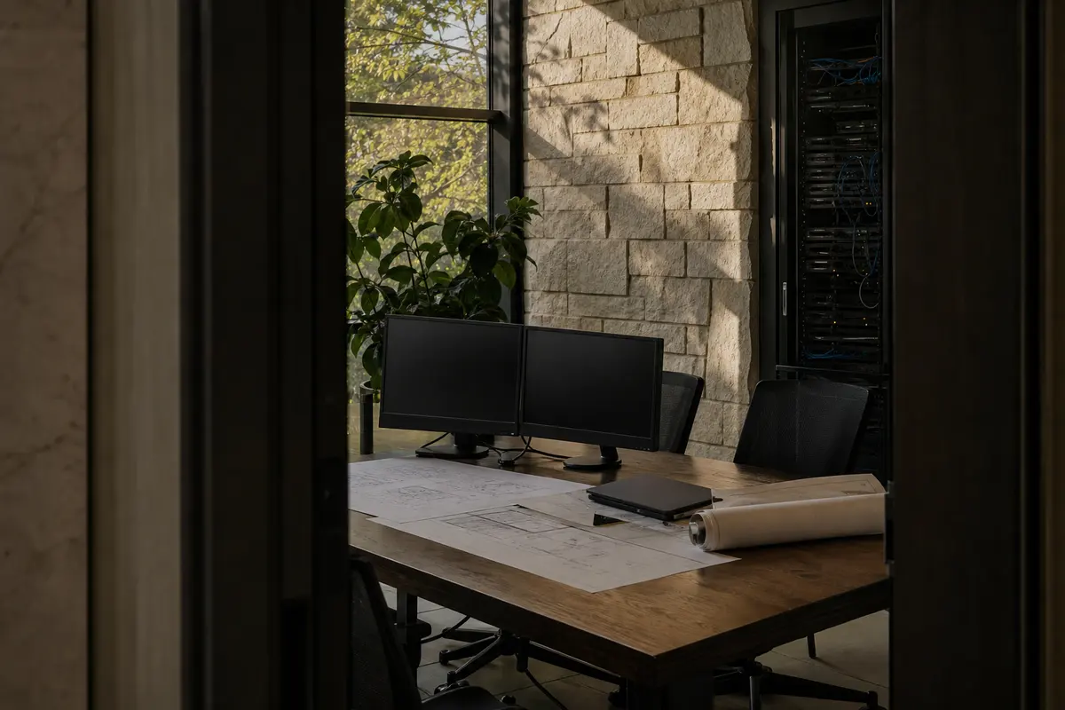 Editorial platform planning scene for Dedicated Hosting in Pea Ridge, West Virginia