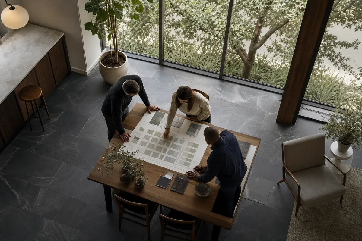 Editorial marketing planning scene for AI SEO in Washington, Wisconsin