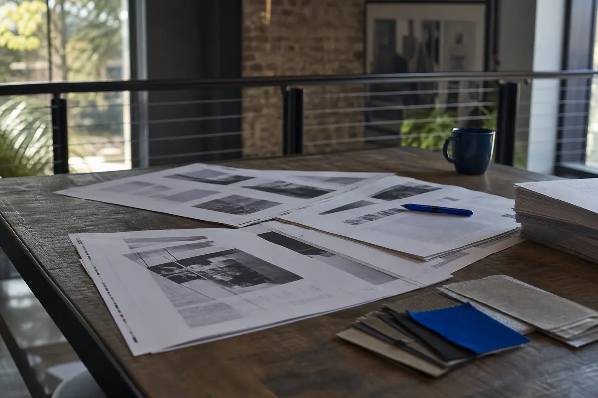 Editorial marketing planning scene for AI SEO in Chippewa Falls, Wisconsin