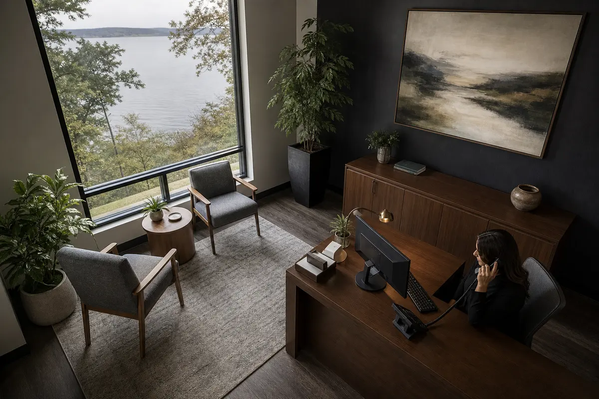 Editorial intake planning scene for AI Answering in Lake Wisconsin, Wisconsin
