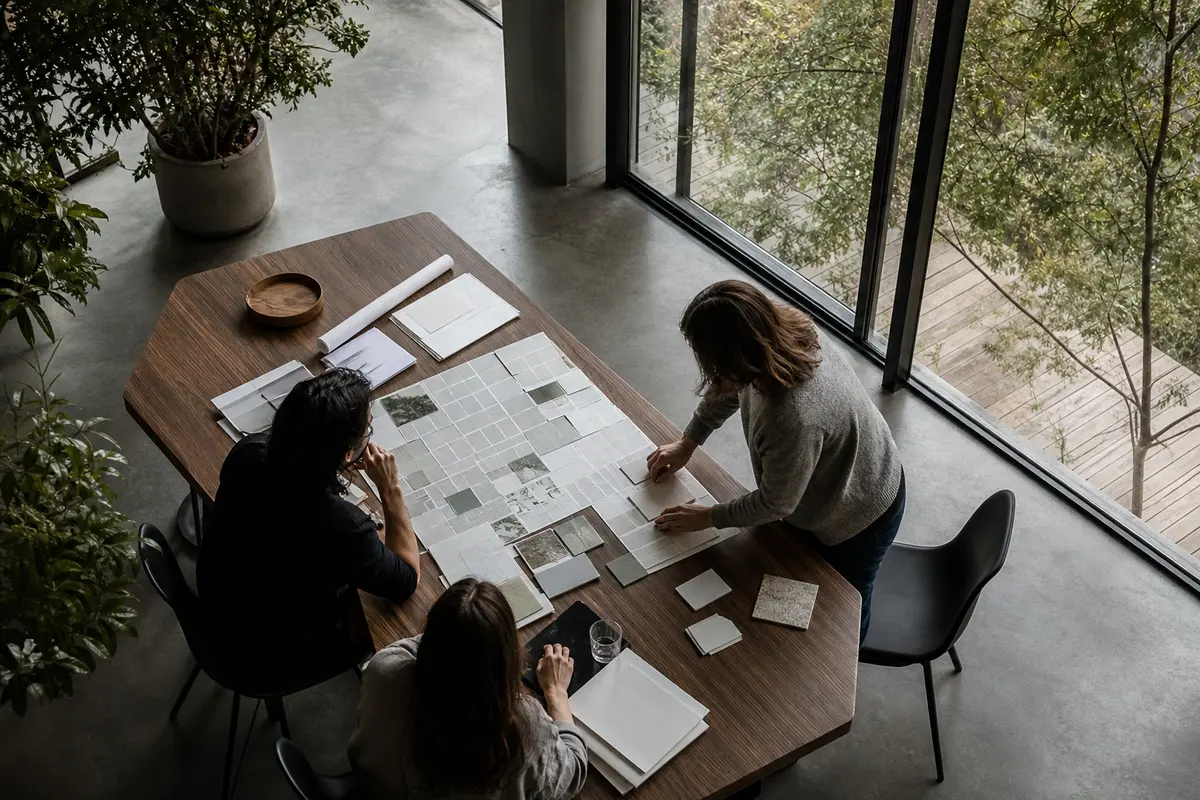 Editorial marketing planning scene for AI SEO in Mount Pleasant, Wisconsin