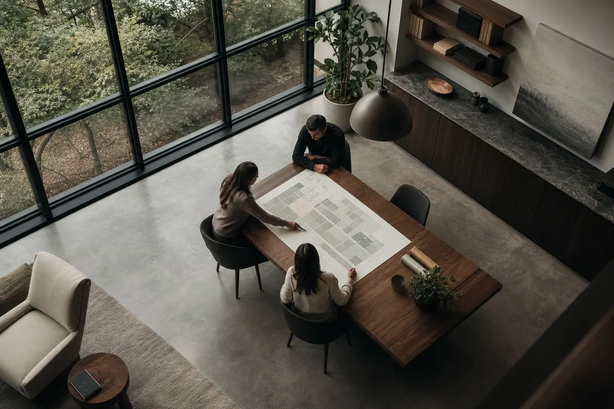 Editorial marketing planning scene for AI SEO in Rothschild, Wisconsin