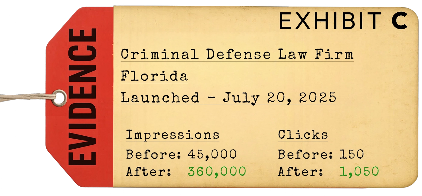 Exhibit C launch evidence for Criminal Defense · Florida